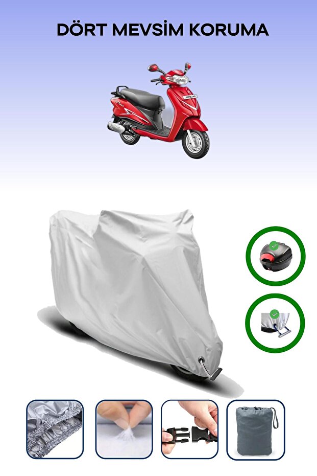 Gray Rear Bag and Lock Compatible Hero Duet 110I Compatible Motorcycle Cover