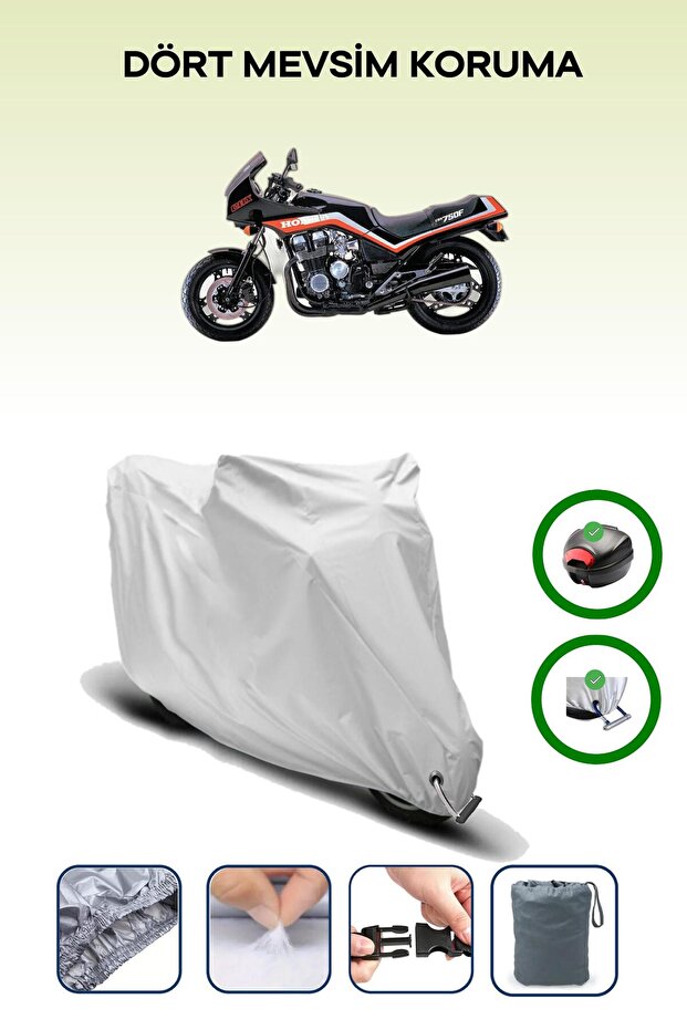 Gray Tail Bag and Lock Compatible Honda Cbx 750 F Compatible Motorcycle Tarpaulin