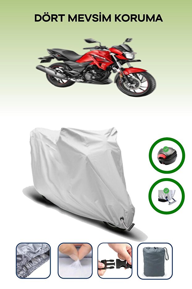 Gray Rear Bag and Lock Compatible Hero Hunk 200R Compatible Motorcycle Tarpaulin