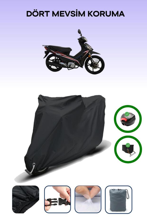 Black Rear Bag and Lock Compatible Kuba Reiz 100 Compatible Motorcycle Cover