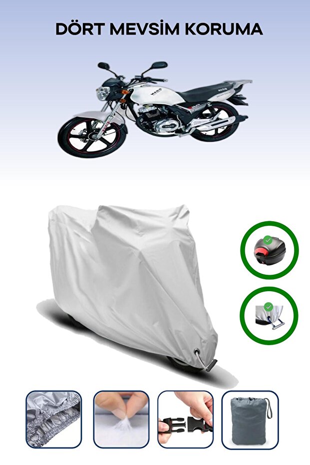 Gray Rear Bag and Lock Compatible Bisan Atlas 125 Compatible Motorcycle Cover