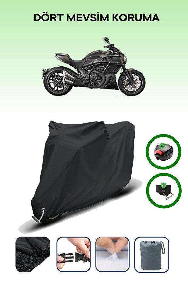 Black Rear Bag and Lock Compatible Ducati Diavel Dark Compatible Motorcycle Tarpaulin