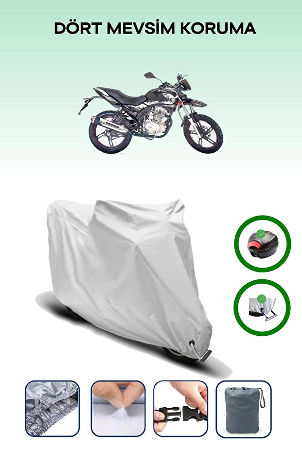 Gray Rear Bag and Lock Compatible Falcon Wonder 180 Compatible Motorcycle Tarpaulin