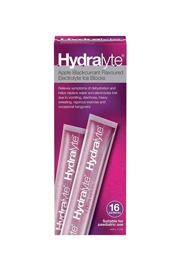 Electrolyte Ice Blocks for Dehydration, 62.5 Ml, Apple Blackcurrant Flavor, Pack of 16S
