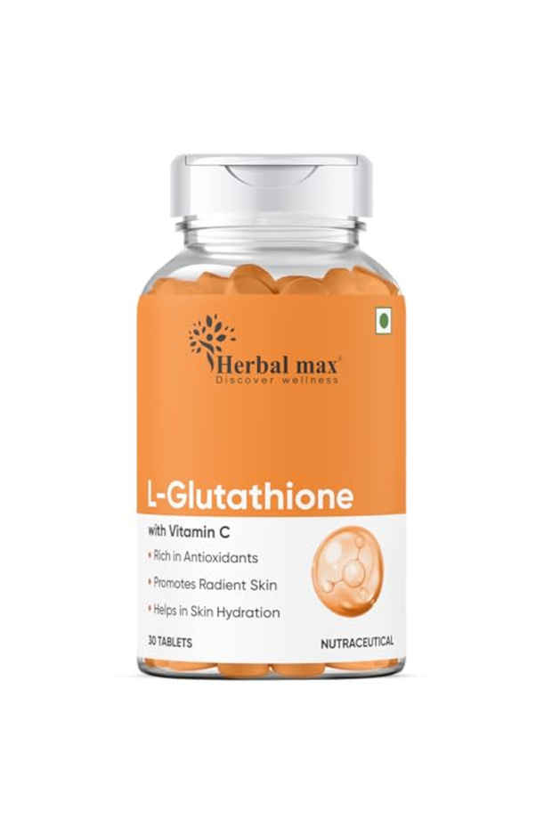 L-Glutathione Tablets, Glowing Skin, Vitamin C, Sugar-Free - 500mg, 30 Tablets
