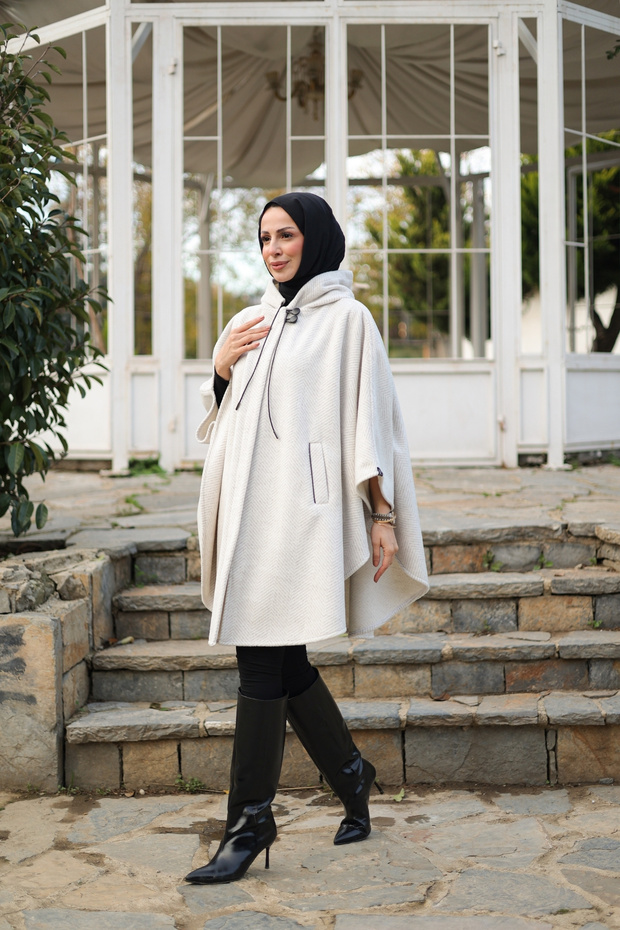 Milena Herringbone Cashmere Poncho – 2012