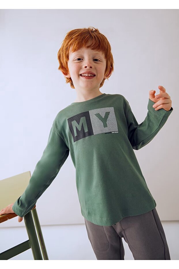 Boy's Basic Long Sleeve Printed T-Shirt