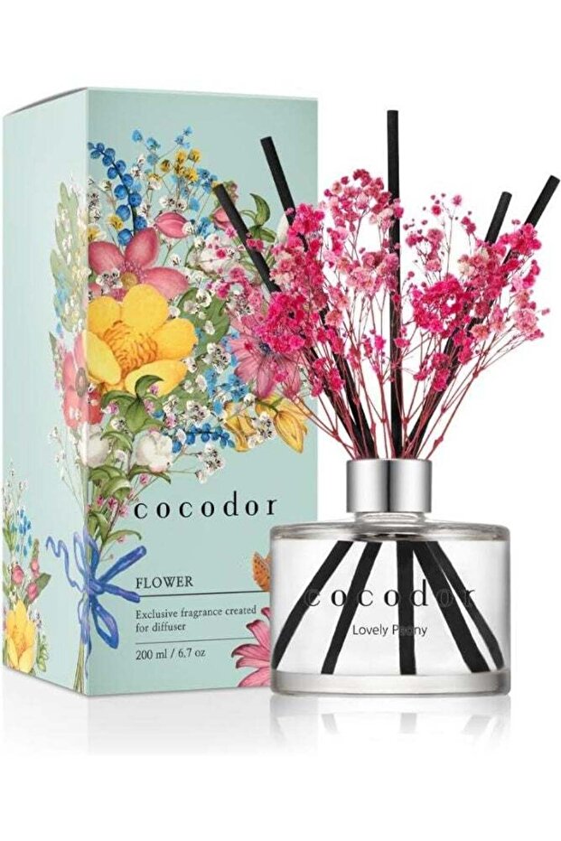Cocodor Preserved Real Flower Reed Diffuser / Lovely Peony / 6.7oz(200ml)