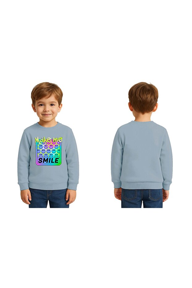سويت شيرت للأطفال من الجنسين Smile مطبوع مكون من 3 خيوط