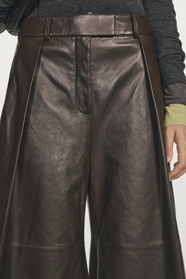 Pensli uzun napa deri bermuda şort - STUDIO - 2