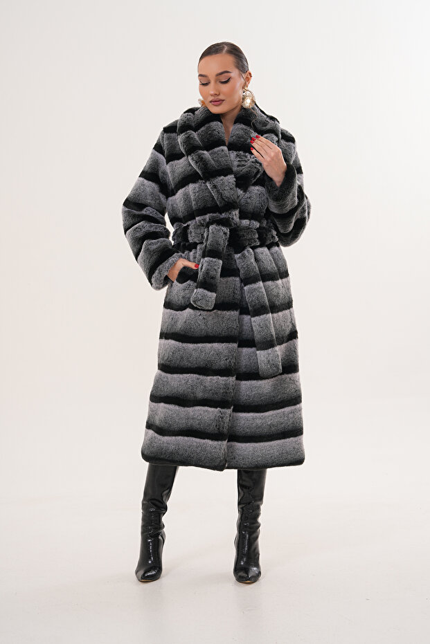 Full Length Patterned Coat - 1