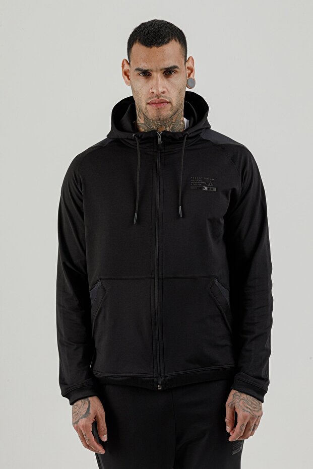 Stronger High Rsi 5 7 Full Length Zippered Men's Hooded Sweatshirt Black