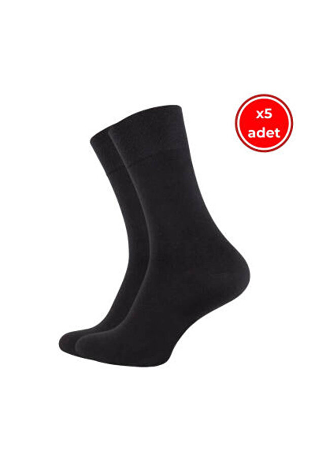 Bamboo Socks, 5 Pieces, 43-46, Stitch-Free Toe, Soft, Black