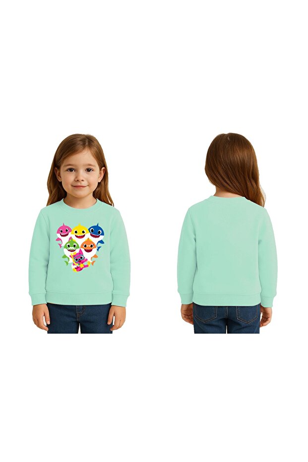 Unisex Baby Shark Printed Children's Swaetshirt 3 Thread Raster