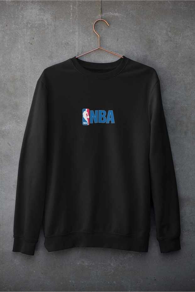 Üç İplik B Printed Ş Fleece-Lined Crew Neck Men's Sweatshirt
