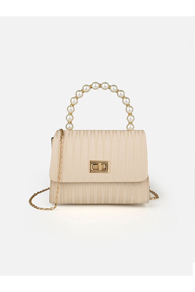 Mera Pearl Handle Chain Strap Lock Cover Women's Hand and Shoulder Bag