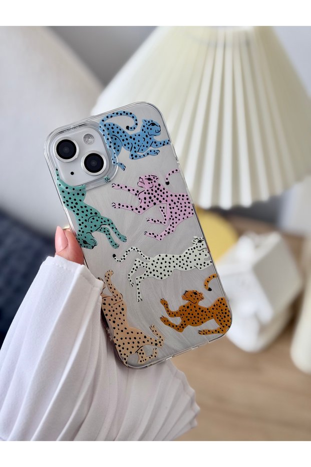 iPhone 15 - 14 - 13 Compatible Shine Colorful Leopard Color Gradient Shiny Design Silicone Case