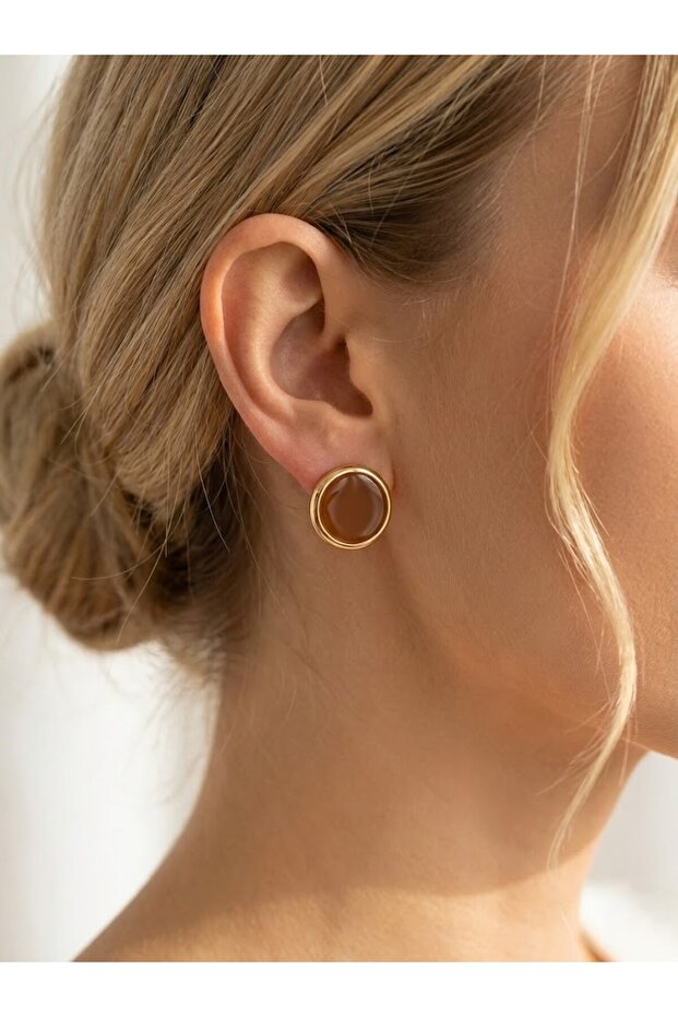 أقراط مستديرة مطلية باللون الوردي من نوفريا بيسك - 1