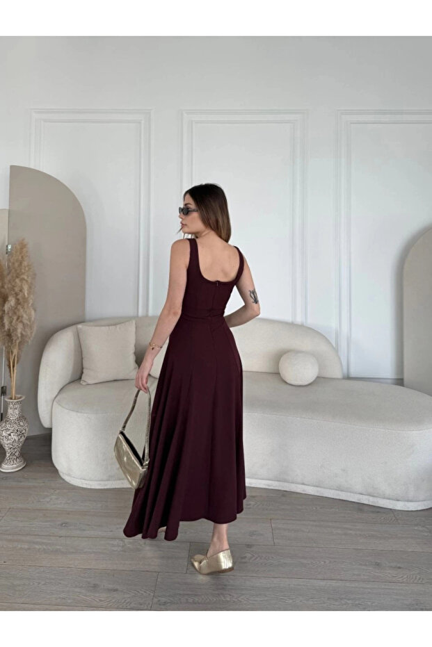 Backless Sleeveless Long Dress - Plum - 3