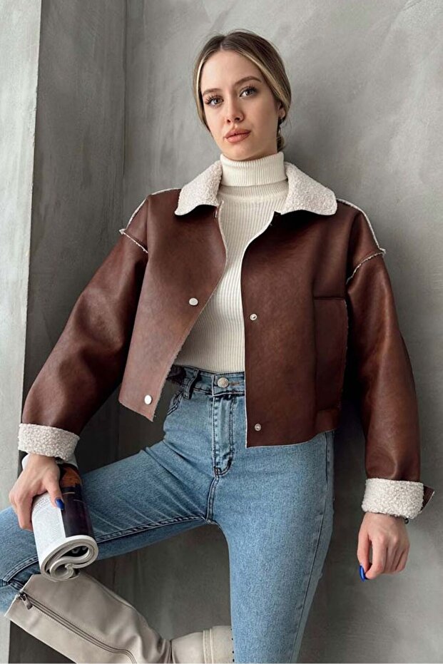 Taba Nubuck Fur Collar Coat | F1577