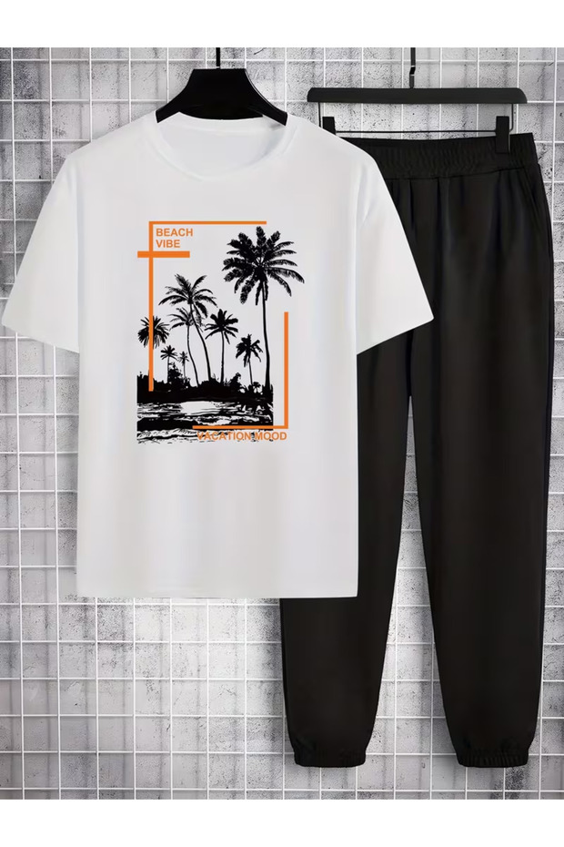 طقم علوي وسفلي للجنسين من Beach Vibe مطبوع