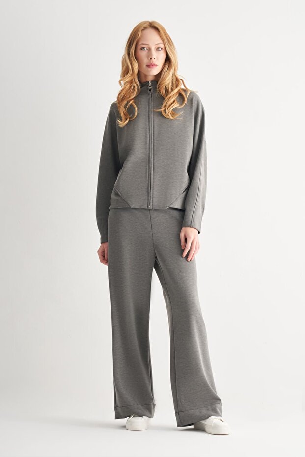 Dik Yaka Fermuarlı Sweatshirt - 3