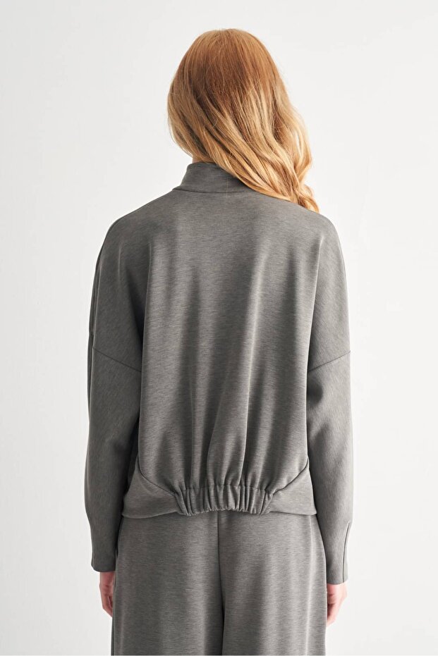 Dik Yaka Fermuarlı Sweatshirt - 6