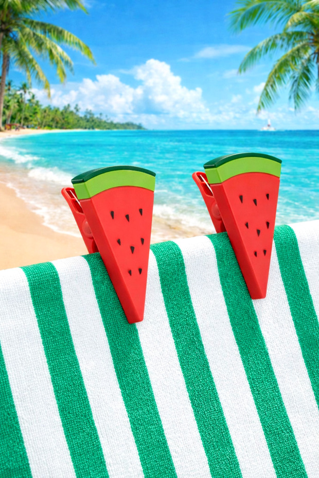 2-Pack Watermelon Sunbed Clip - Beach Clip-Carpet Clip-Towel Fixer-Table Clip-Towel Clip