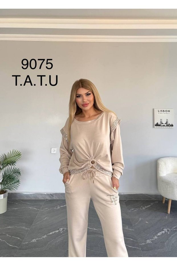 Stylish Suit with Ring Detail and Elasticated Legs
