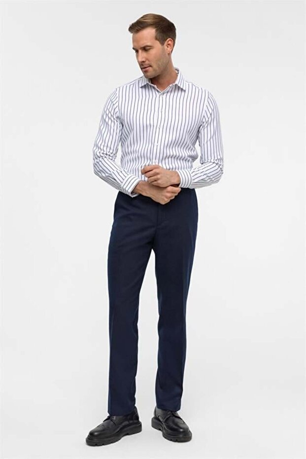 Lacivert Regular Düz Pantolon - 1