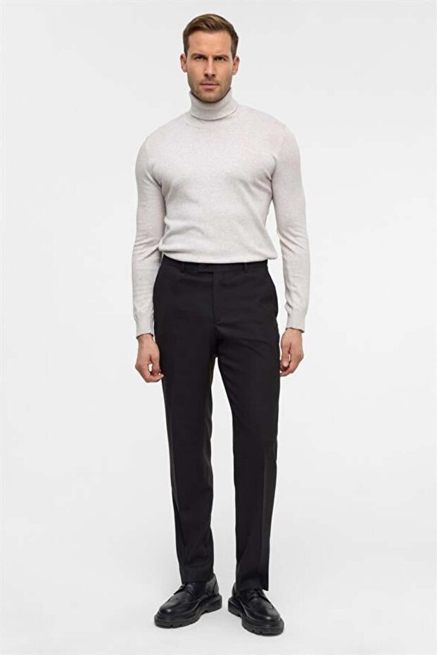 Siyah Regular Düz Pantolon - 1