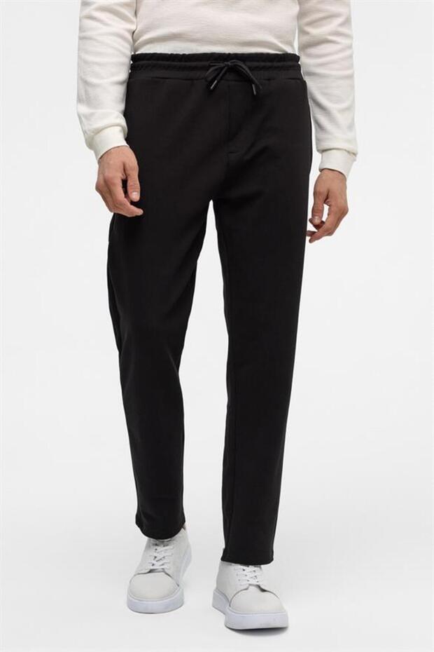 Siyah Regular Düz Jogger Pantolon - 5
