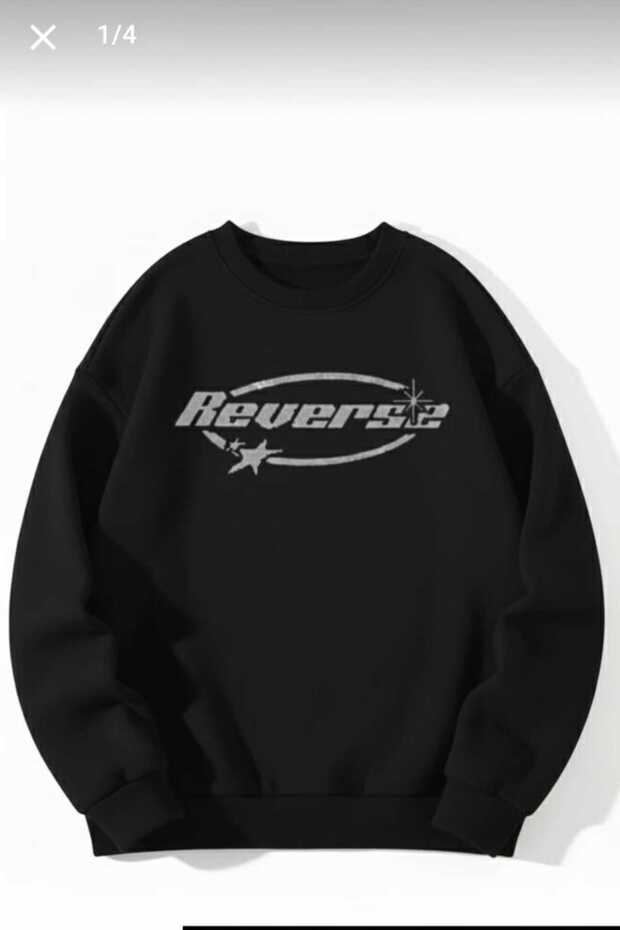 Unisex Women/Men Reverse Special Printed Color Oversized Crew Neck Cotton Sweatshirt