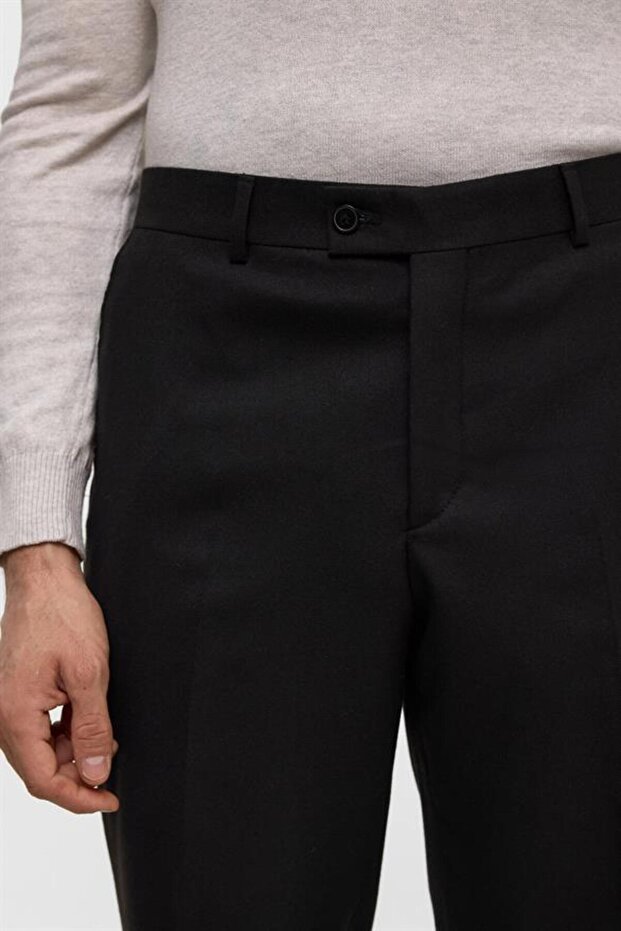 Siyah Regular Düz Pantolon - 5