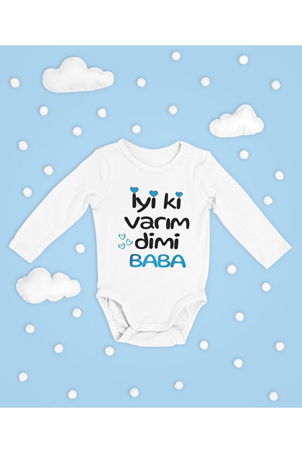 Good Thing I'M Here, Dad! Written on It, Cotton Unisex Snap-Button Long-Sleeved Bodysuit.