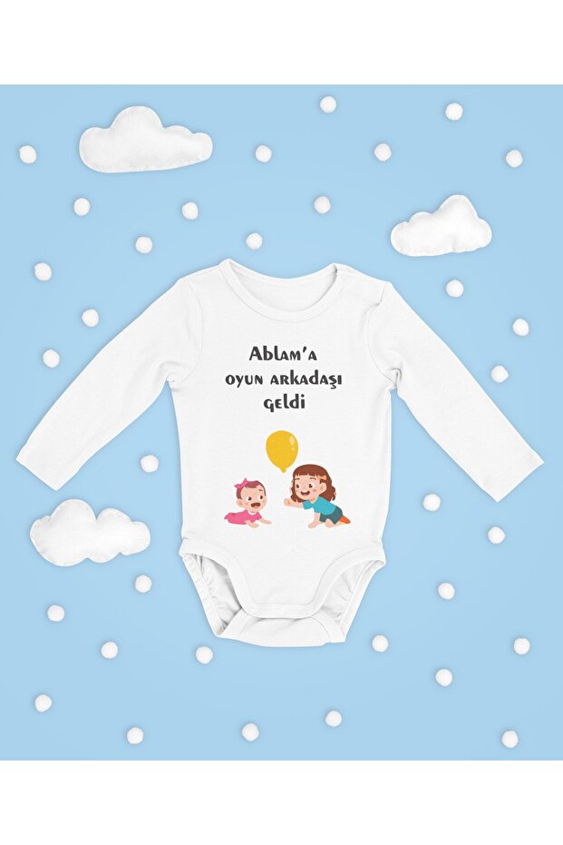 Ablama Playmate Has Arrived Printed Cotton Soft Unisex Snap Fastener Long Sleeve Bodysuit