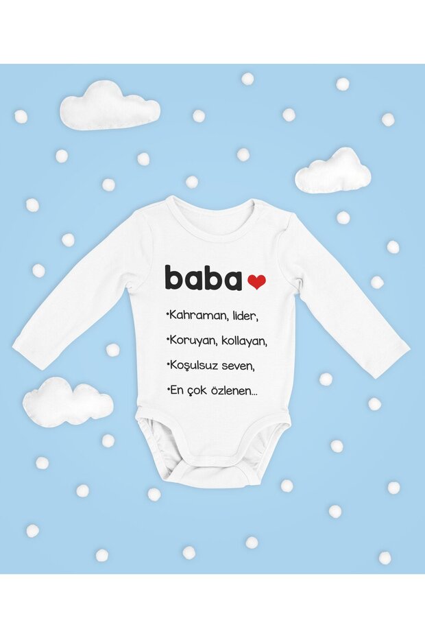 Dad! Written Cotton Soft Unisex Snap Fastener Long Sleeve Bodysuit