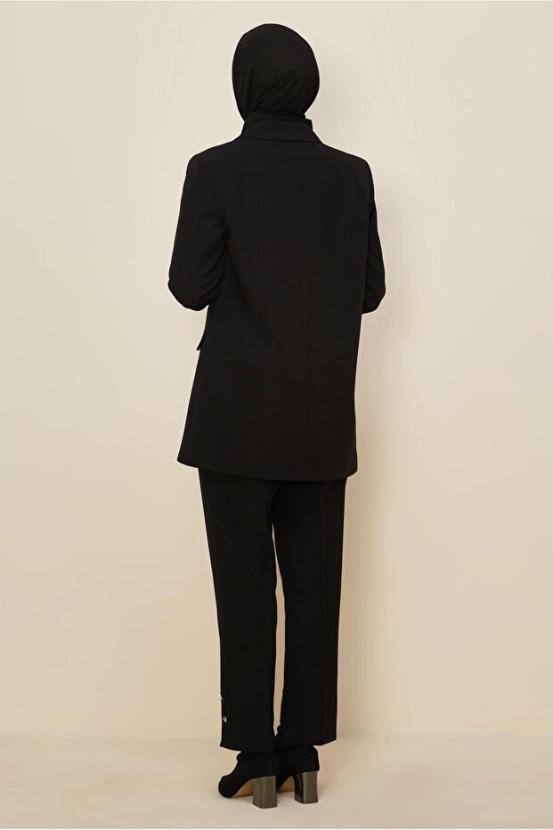 سترة بليزر منقوشة بأكمام 46191 - 4