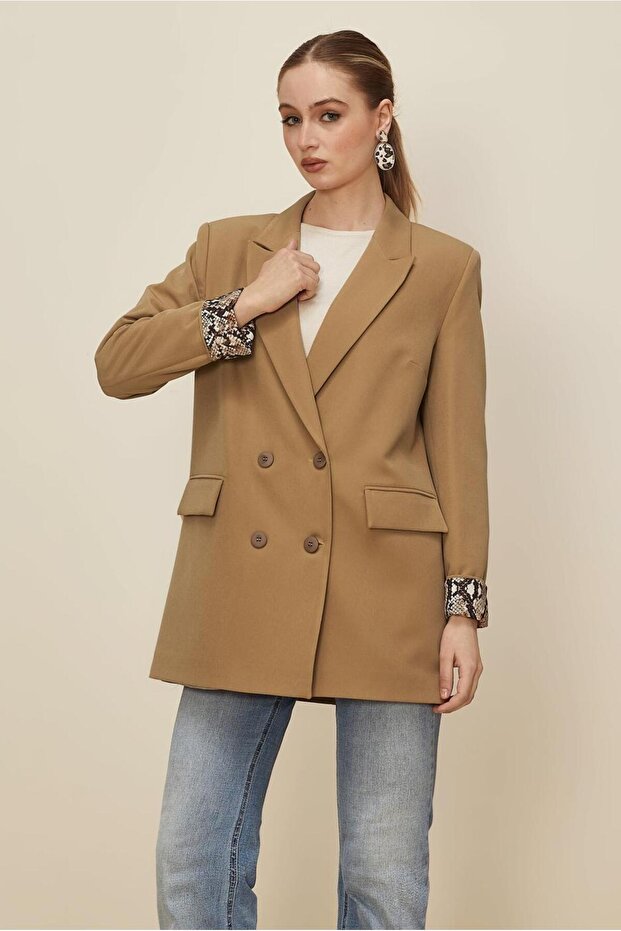 سترة بليزر منقوشة بأكمام 46191 - 2