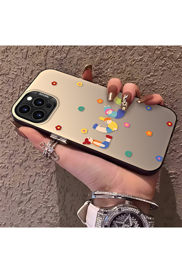 iPhone 14 Pro Max Compatible Silicone Edge Hard Back Anti-Fall Case Fun Pattern - 1