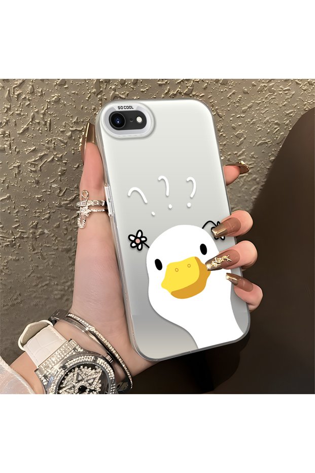 iPhone 7/8/Se 2020 2022 Compatible Silicone Edge Hard Back Anti-Fall Case Sweet Duck