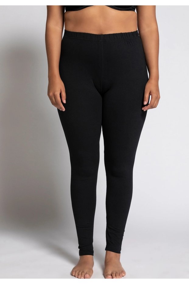Women's Elastic Waist Cotton Combed Cotton Plus Size Curve High Waist Sports Casual Leggings