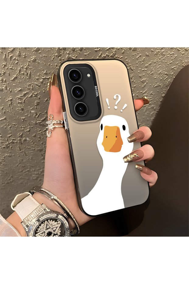 Samsung Galaxy S23 Compatible Silicone Edge Hard Back Anti-Fall Case Sweet Duck