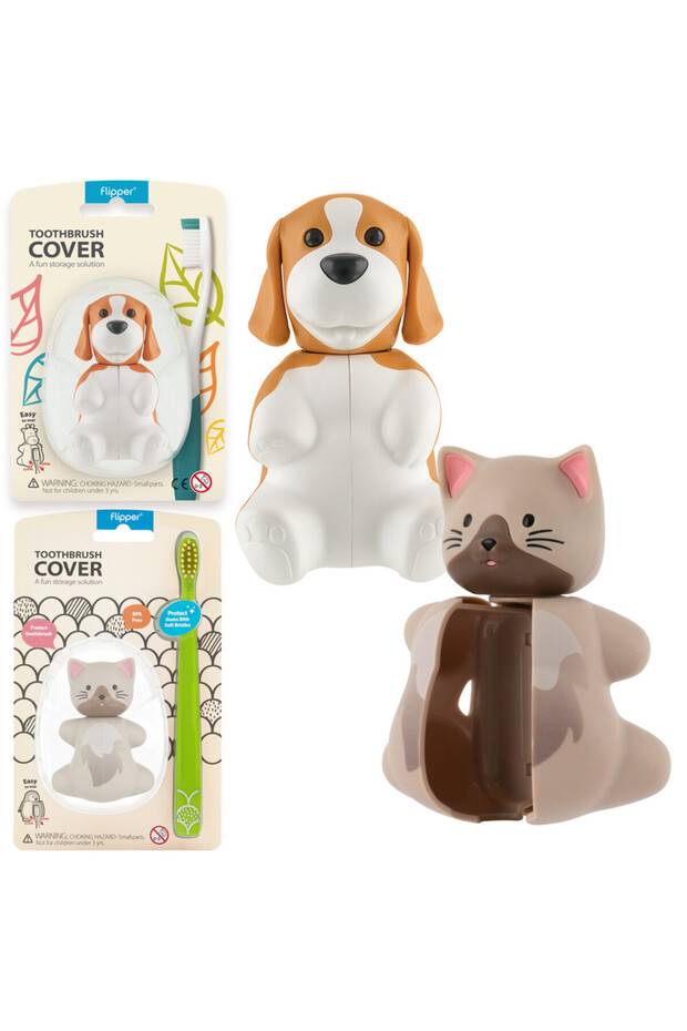 Fun Animal Beagle & Cat pack of 2 Toothbrush Cover