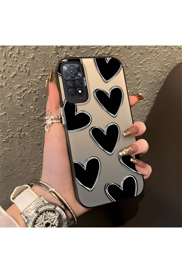 Xiaomi Redmi Note 12 Pro 4g Compatible Silicone Edge Hard Back Anti-Fall Case Heart Pattern