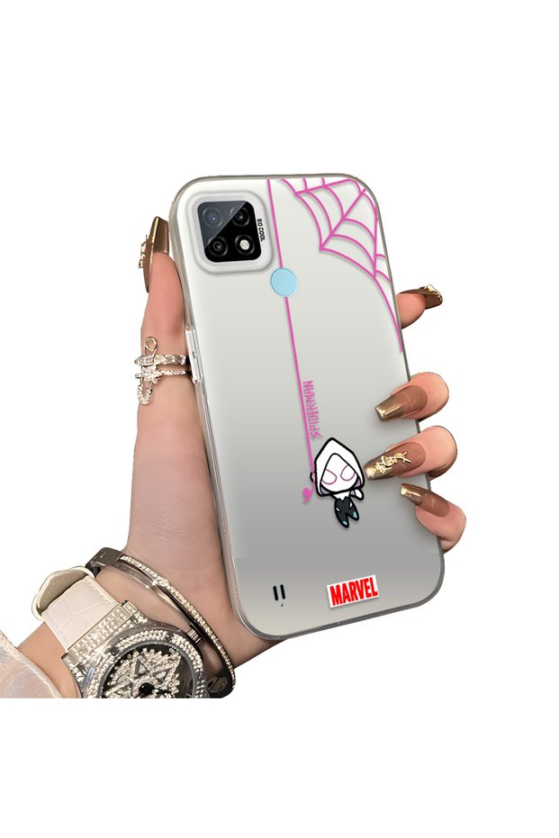 Realme C21 Compatible Silicone Edge Hard Back Anti-Fall Case Spiderman