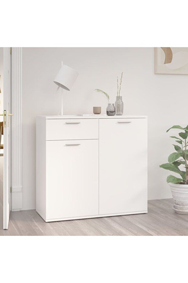 Sideboard White 80x36x75 cm Engineered Wood