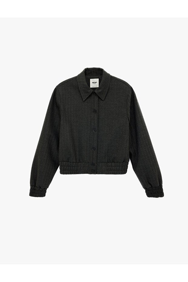 Comfortable Fit Classic Collar Long Sleeve Buttoned Jacket