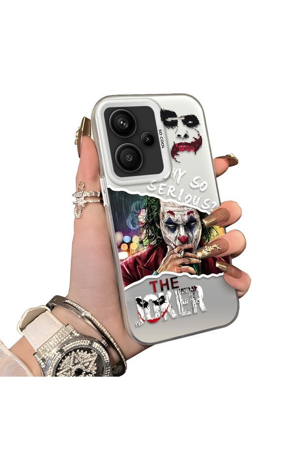 Xiaomi Redmi Note 13 Pro Plus+ 5g Compatible Acrylic Back Silicone Edge Clown Joker Protective Case