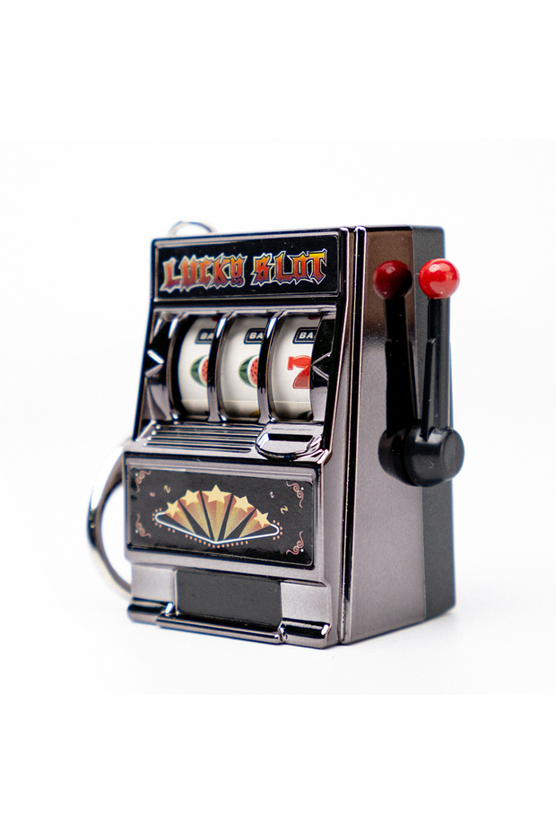 black 1pcs Portable Mini Fruit Slot Machine Keychain Pendant Lucky Jackpot Retro Game Machine Adult